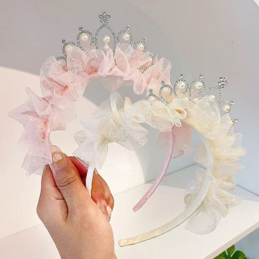 Children's Super Fairy Princess Crown Hairband Sweet and Cute Baby Birthday Crown Gauze Headband Hairpin Girls Hair Accessories 04 Purple Crown