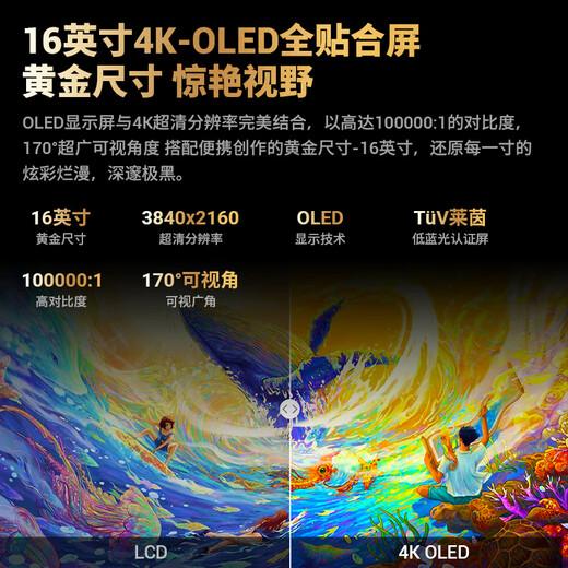 Xencelabs Matisse Digital Screen 16 (Lite version) hand-painted screen, drawing screen, handwriting screen, painting screen, creative screen, tablet 4K ultra-clear OLED screen connected to computer, standard version, dual-pen portable bag, HDMI two-in-one line