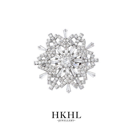 HKHL Rotatable Snowflake Brooch, High-end Women's Niche Design Corsage Pin, Suit Accessories, Girl's Birthday Gift, Rotatable Snowflake Brooch