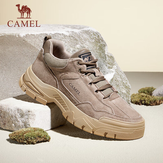 CAMEL Men's Retro Outdoor Mountaineering Workwear Casual Low-top Shoes G13A342170 Khaki 42