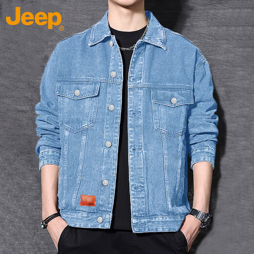 Jeep (JEEP) denim jacket men's autumn and winter men's work jacket black casual versatile top men's black XL