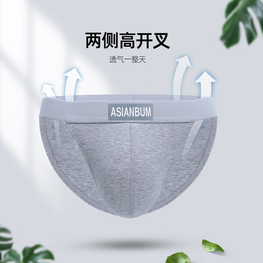 Sous-vêtements en coton de coton moyen asianbum pour hommes simples couleurs solides respirantes sexy Hip Boxer t-Tr-Trouders Grey XL