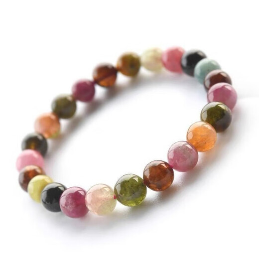 Natural tourmaline bracelet colorful Brazilian color raw stone Wangfu beads 8mm 23 pieces
