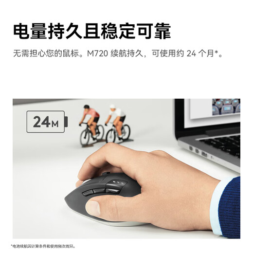罗技（Logitech）M720 企业级无线办公 蓝牙优联双模鼠标 企业采购大手人体工学鼠标 带无线2.4G接收器【团单优惠】