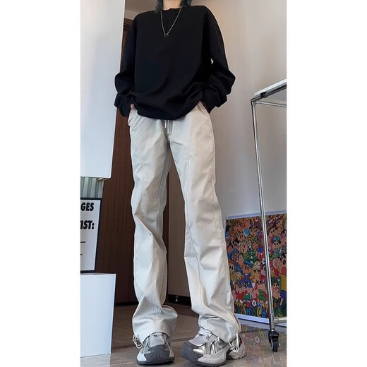 
7 best products casual pants for men summer American high street trend functional style outdoor work clothes loose straight long pants for men CLF-A723 black XL