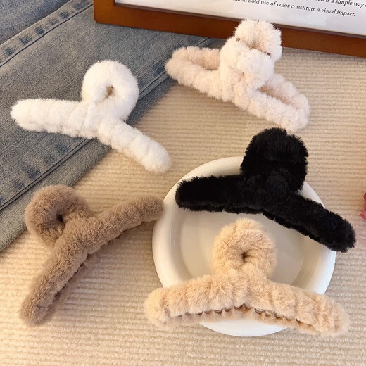 Furry grabber large hair volume multi-head accessories autumn and winter new back of the head hairpin hair catch shark clip hair accessories for women plush grabber 3-piece set