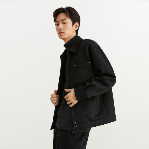 PEACEBIRD Men's Three-dimensional Jacquard Padded Jacket Fashion Casual Jacket Autumn and Winter Jacket Trend Black Padded Style 2 (Wide Type) XL