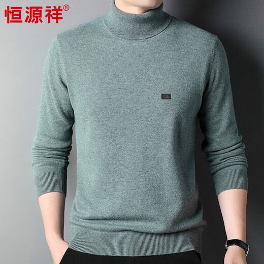 Hengyuanxiang 100% wool sweater men's thickened turtleneck winter warm sweater HJ212 black 175/92A