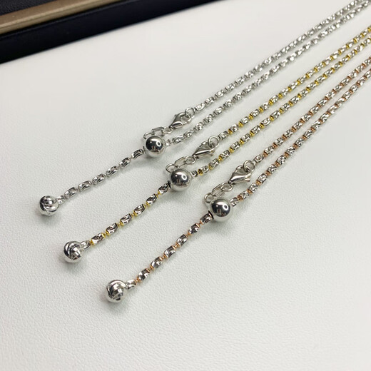 Oin 1.8mm Italian 18K gold meteor diamond chain platinum two-color gold rose gold adjustable chain necklace for women 1.8mm white gold 60cm about 8.5 grams adjustable style