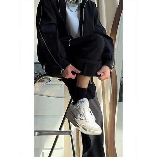 Digada Cleanfit Pantalones casuales para la primavera masculina, el verano y el otoño de seda de seda drapeada Scimitar Pantalones rectos SBXS-C911-6 Black XL