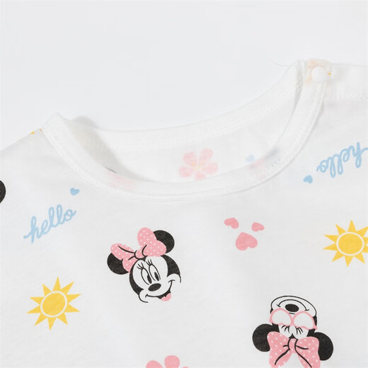 T-shirt de Disney pour enfants pour enfants Disney Baby Series Cartoon T-shirt à manches courtes et à manches courtes 212S1502 Rice de fond blanc 100