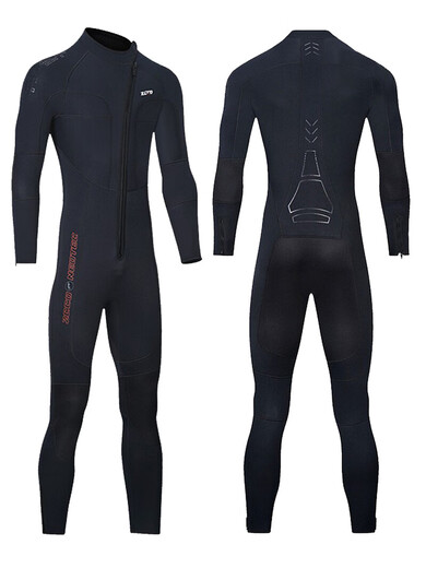 1.5/3MM one-piece wetsuit, warm sea swimsuit, paddleboard, windsurfing, motorboat rescue, cold-proof wetsuit, 3MM black men's front zipper + knee wear-resistant 4XL