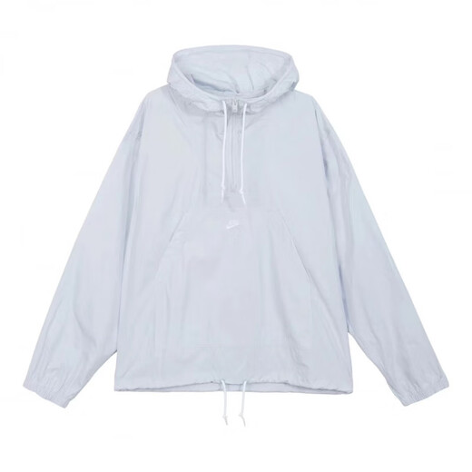 耐克（NIKE）男子户外半拉链长袖抽绳梭织连帽套头夹克 FN3893-043 浅蓝色 L/175