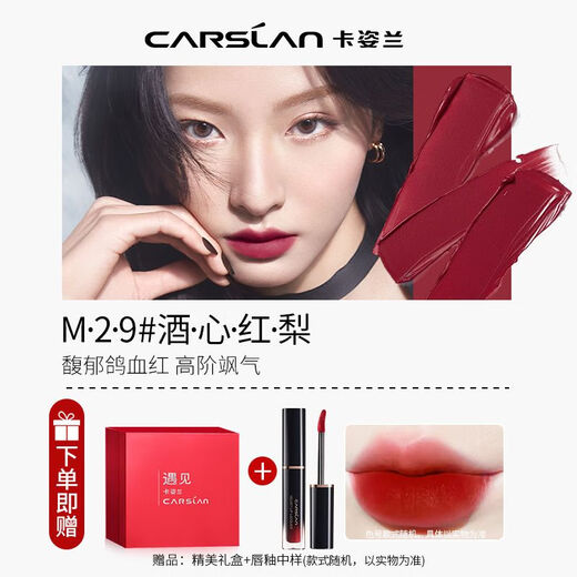 卡姿兰（Carslan）口红哑光雾面不掉色不沾杯显白学生党素颜七夕礼物 829V 3.20g（唇釉+折叠镜）