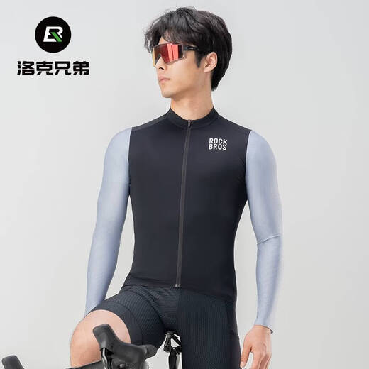 Chengmai Locke Brothers long-sleeved cycling clothing top mountain road bike sports cycling clothing light and breathable men's summer black and white M
