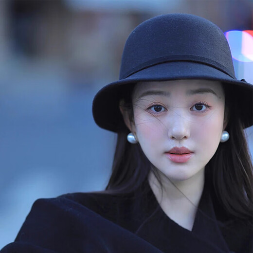 Yunju top hat black hat women's autumn and winter Hepburn style high-end fisherman hat Western Internet celebrity retro French basin hat Hepburn style woolen hat black