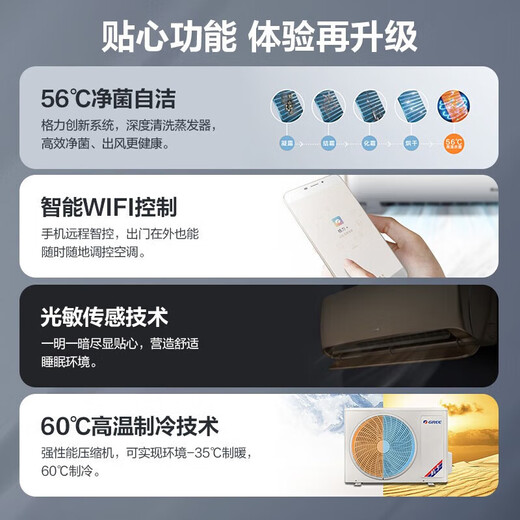 Gree air conditioner 1.5 HP Cool King New level energy efficiency variable frequency heating and cooling Gree air conditioner for bedroom KFR-35GW/(35549)FNhAc-B1(WIFI)