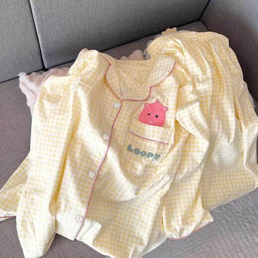 Xuan Mulin Koreanische Version von niedlichen Beaver Dew Pyjamas für Frauen im Frühjahr und Herbst Neue Studentenhauskleidung Drei-teiliger Anzug für Sommerkleidung L1484 Drei-teiliger Anzug L Empfohlen 100-120jin [Jin ist 0,5 kg]