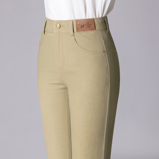 9227 denim trousers washed straight casual middle-aged women cotton young and middle-aged fashion simple women's trousers spring and autumn off-white 30