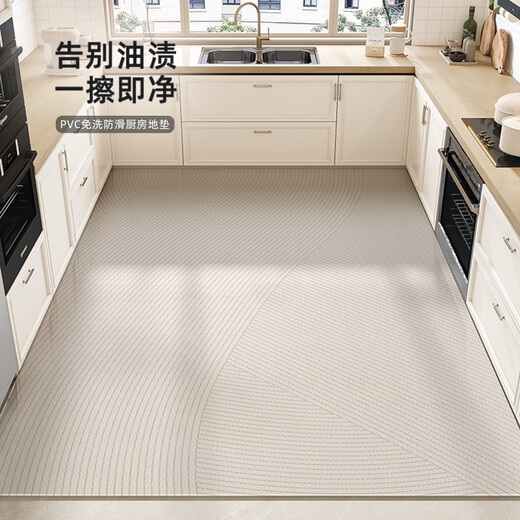 厨房地垫2025新款全铺pvc防水地毯防滑防油耐脏可擦免洗地面专用 15917-清鸢 定制咨询客服