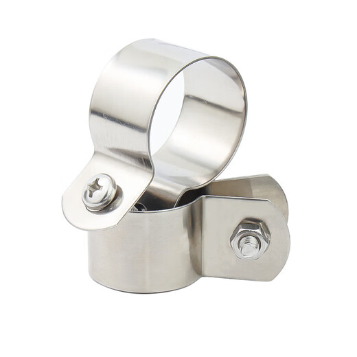 Jinchao 304 stainless steel pipe clamp round pipe fixed buckle clamp steel pipe riding clamp hoop connecting line grounding card 20mm (5 sets)