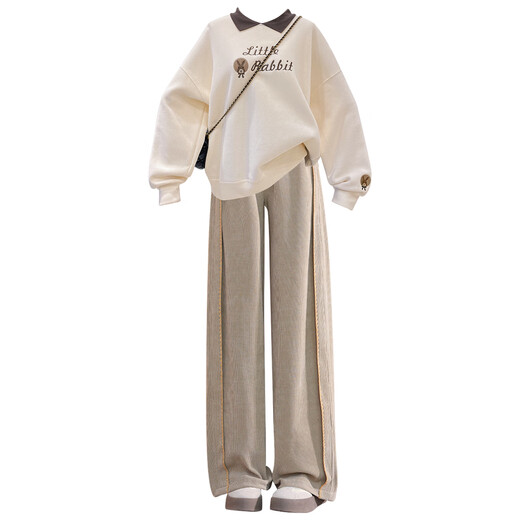 Yoyo One (Yoyo One) Girls Sweatshirt Set für Kinder 2025 Neue Frühlings- und Herbststreet-Brat-Gelegenheitshose Big Children Herumn Style 15158 Lila + 4882 White 160