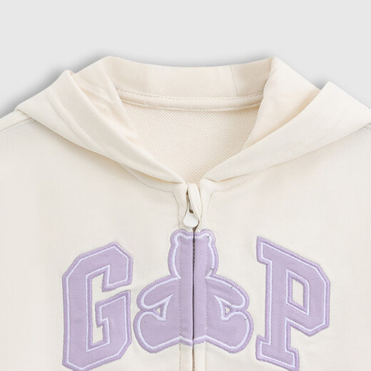 GAP 2025 Spring Neues Logo dreidimensionales Ohr mit Kapuze-Sweatshirt-Kinderjacke 687678 Elfenbeinweiß 100 cm (2-3 Jahre alt) asiatische Größe