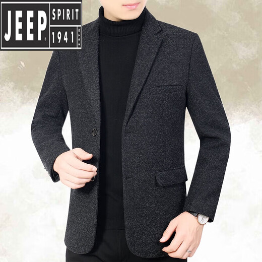 JEEP SPIRIT men's autumn and winter suits middle-aged men's slim casual woolen woolen small suit dad jacket white 2201 M 170100-115Jin Jin equals 0.5 kg