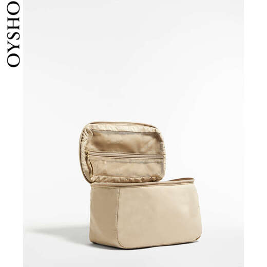 Oysho cosmetics toiletry storage bag travel portable flip handbag 14084380 107 sand color