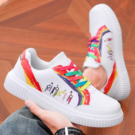 Brand broken-size men's shoes 2025 new women's leather low top fashion lightweight casual board shoes couple sports shoes large size JJ826 white and green 41