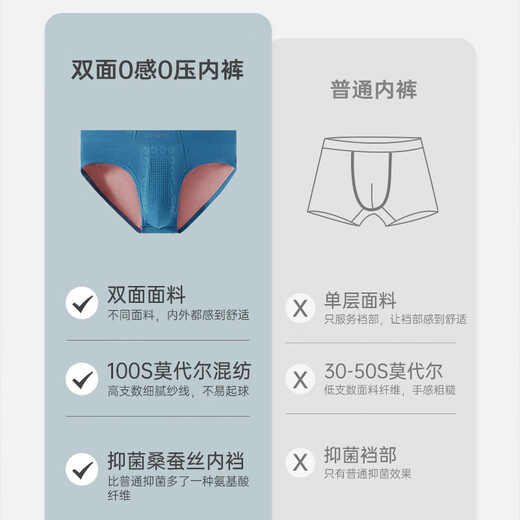 Clarkarida briefs 100S double-sided 0-sense massage particles tourmaline maintenance antibacterial men's underwear Modal ice silk briefs 4 pairs XL 110-130Jin Jin equals 0.5 kg
