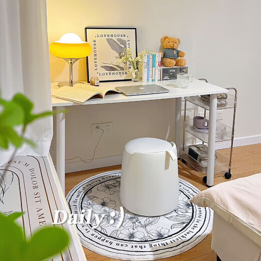 Material de Xiaojiang Ligera Lugar de lujo Taburete Nordic Simple Girls Beding Tabures de Internet Celebrador Mabeador Hermoso taburete White + Gray
