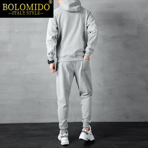 Bolomido高端奢侈品男装高档运动套装男士春秋季新款开衫卫衣外套两件套 N0711灰色套装 4XL
