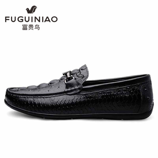 Fugui Bird Men's Shoes Summer Toe Cowhide Casual Casual Crocodile Patter