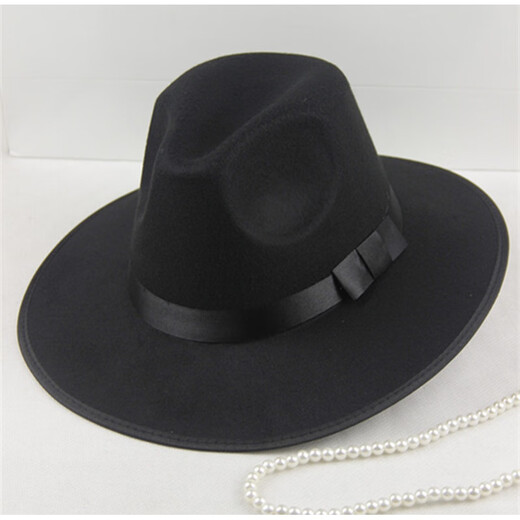 Woodpecker (TUCANO) Shanghai Xu Wenqiang Jackson big-brimmed top hat for men and women stage British hat jazz wool felt hat for the elderly 15# high top black (one size fits all for head circumference 58)