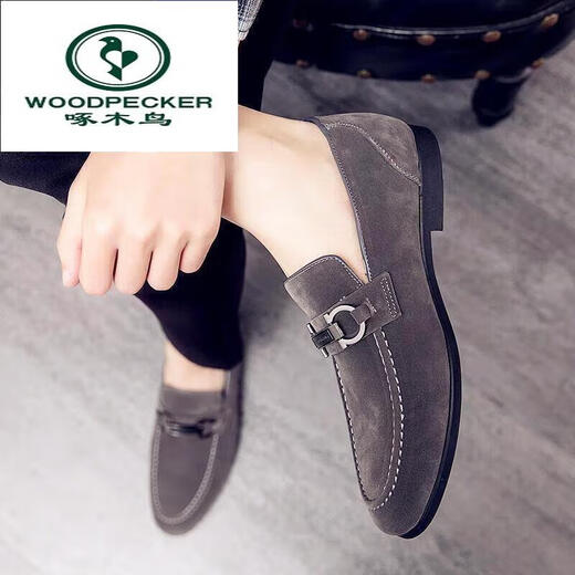 Woodpecker 2025 Nouveau printemps à une jambe paresseuse de chaussures de haricot homme britannique pointues chaussures en cuir décontractées chaussures à tendance en cuir mat 866 vert 39