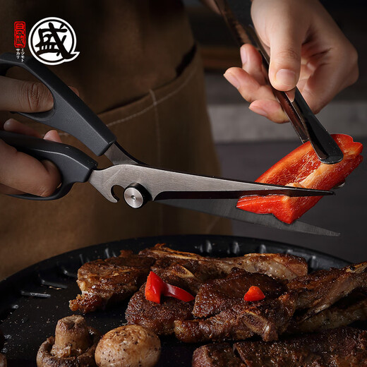 三本盛烤肉剪刀家用厨房食物剪牛排烧烤专用剪刀不锈钢韩式烤肉剪子 烤肉剪
