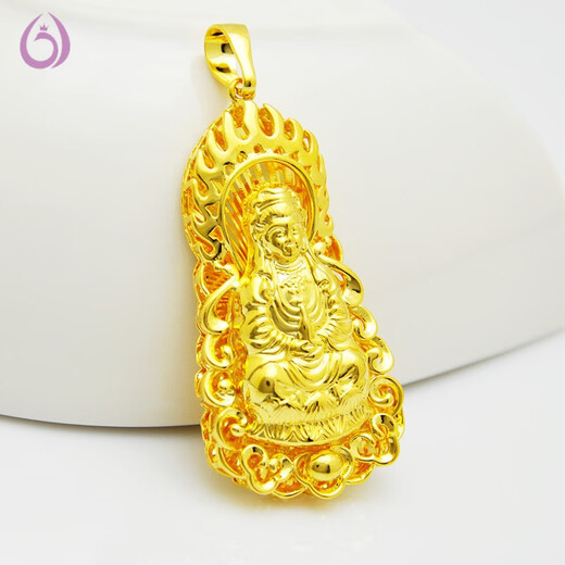 Feixiangge bag 18k gold male Guanyin men's gold Guanyin pendant jewelry Guanyin necklace large Guanyin + gold chain