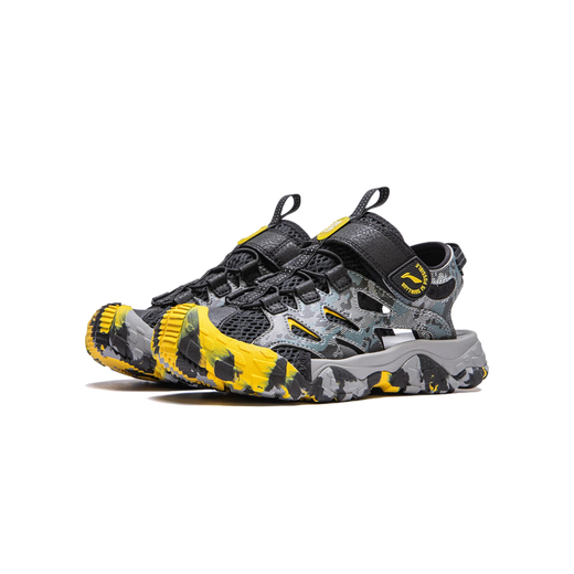 Li Ning Children's Sandals for Boys and Girls 2026 Summer New Velcro River Tracing Shoes Baotou Anti-Slip Beach Shoes Black/Storm Gray 010 38 Inner Length Approximately 24.9cm Suitable for Feet Length 23.9cm