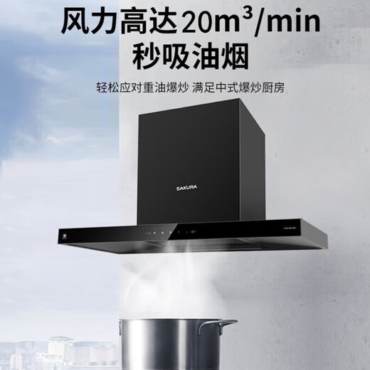 樱花（SAKURA）油烟机燃气灶套装 20方大吸力挥手启停自动清洗双层净滤油网5KW猛火燃气灶宽开孔熄火保护烟灶套装 TA01烟机+B9209燃气灶【天然气】5.0KW