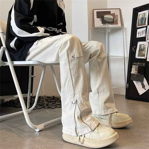 Mo Xiaodao American High Street Lumberjack Hosen Herren Spring Neue Modemarke Retro Mikro-Flare-Hosen Herren-Casual-Hosen Aprikosenfarbe [hoher Qualität] XL empfohlen 120-140jin [Jin gleich 0,5 kg]