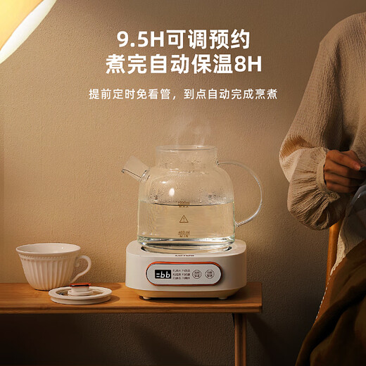 LOTOR Health Pot Office Teapot Home Mini Tea Maker Multifunctional Glass Kettle Small Flower Teapot Constant Temperature Electric Kettle White Soft Sound Soft Boil/Eight Functions 1L