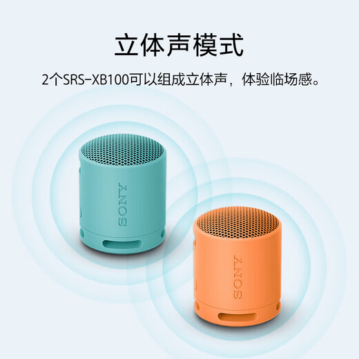 索尼（SONY） SRS-XB100 蓝牙音箱音响 迷你便携 重低音16小时续航 户外音箱 防水防尘黑色