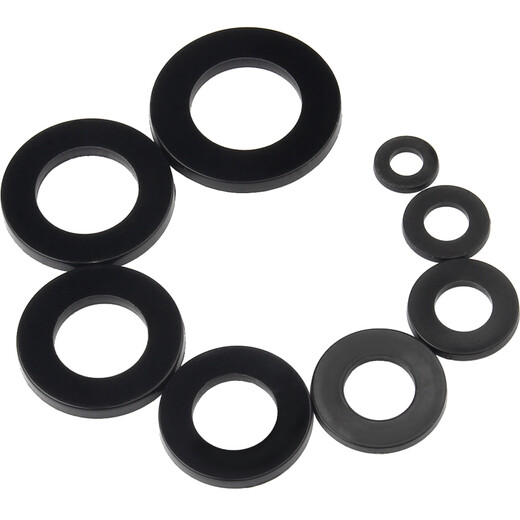 Guwanji black enlarged nylon flat gasket thin round gasket ultra-thin nylon flat gasket plastic insulating high temperature resistant gasket M6*12*1.5 (50 pieces)