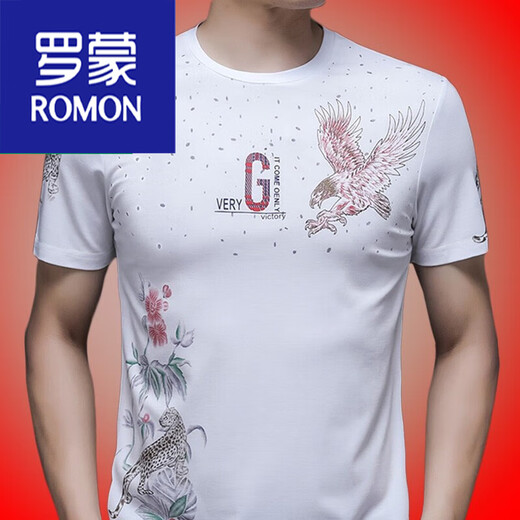 Romon Herren Sommer Dünnes kurzärztes T-Shirt für den runden Hals mittleren Alters und junger Männer.