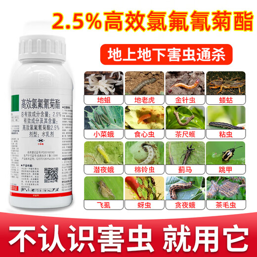 Donghe Biotech 2.5% high-efficiency cyhalothrin fruit trees, flowers and vegetables kill mosquitoes, aphids, cabbage insect pesticides 500g