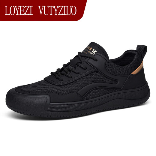 LOYEZI VUTYZIUO brand men's shoes 2025 autumn and winter new breathable fashion sports casual shoes men's mesh shoes deodorant shoes men black gold 41 standard leather shoe size