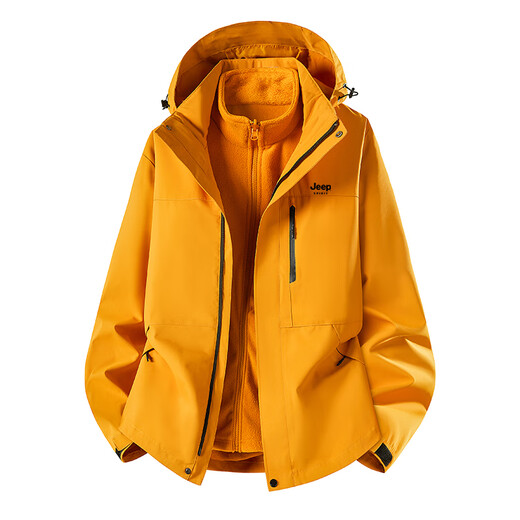 JEEP SPIRIT Jacket Men's Autumn and Winter Three-in-One Jacket Outdoor Casual Jacket Millet Yellow Three-in-One XL