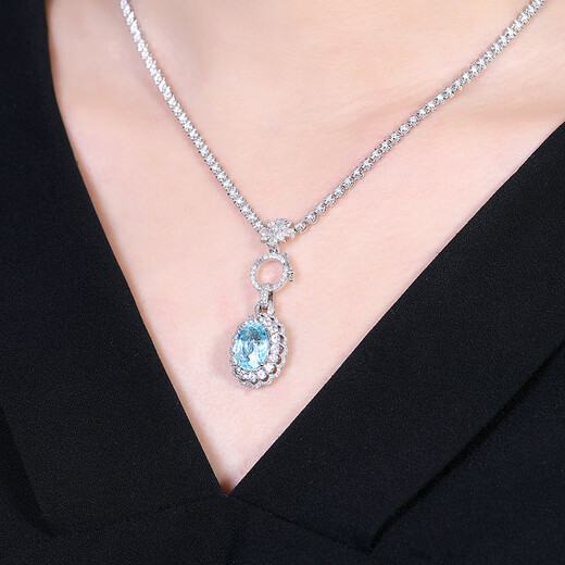 BOGLIA natural Paraiba necklace for women 18k gold 3.85 carat pendant set with diamond and white sapphire birthday gift Paraiba gemstone necklace 3.85 carat