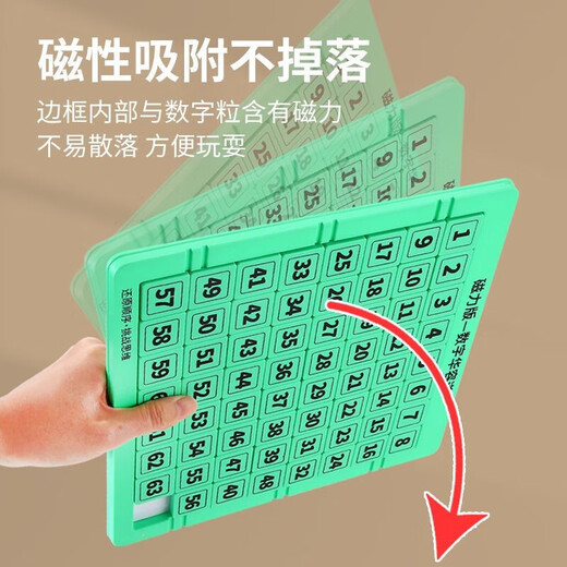 卡佰索儿童磁力数字华容道幼儿园小学玩具大童拼图强大脑教育 备用棋_收 青芒绿 7阶【7X7】磁力版